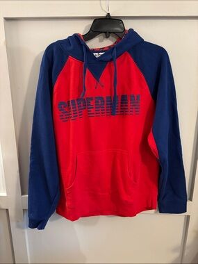 Six Flags Superman Red & Blue Hooded Pullover Sweatshirt
